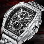 Mark Fairwhale  Tonneau Large size  multi-dial Quartz Men's Watch Waterproof Calendar Silicone Alloy Strap Sport Watches for man mbzr