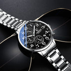 Men's Multifunctional Waterproof Quartz Watch Glow-in-the-dark Hands Chronograph Stopwatch Calendar Available mbzr