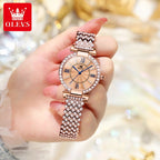 OLEVS 9942 Fashion Quartz Movement Watch For Women Full Of Diamond-set Strap Roman Scale Dial 30m Waterproof Luminous Watch mbzr