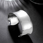 925 Sterling Silver charm Smooth wide Big bangle Bracelets for Women Luxury Fashion Party Wedding cuff Jewelry Christmas Gift mbzr