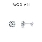 Modian Sparkling Clear CZ Stud Earrings 925 Sterling Silver Round Zirconia 4MM 5MM 6MM 7MM Earrings For Women Wedding Jewelry mbzr
