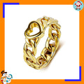 Trendy Cuban Chain Heart Ring Niche High-end Titanium Steel Gold-plated Fashion Commuter Ring