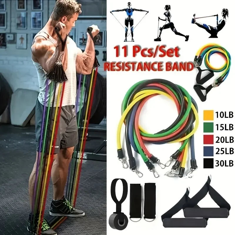 Multifunction Fitness Tension Rope 5-Tube Elastic Yoga Pedal Puller Resistance Band Tension Rope for Stretching Abdomen Training mbzr