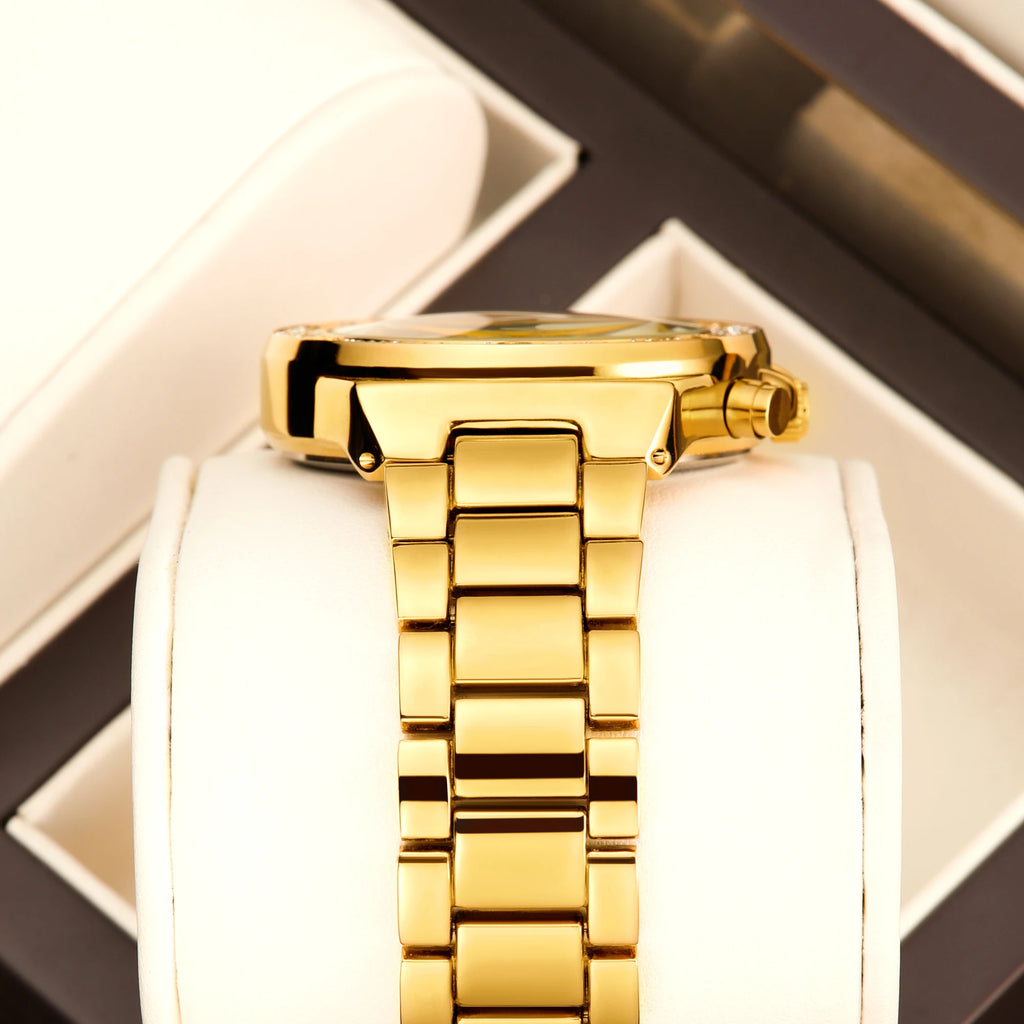 YaLaLuSi Men Women Fashion Watch, Waterproof Sports Bling Diamond Chronograph Wristwatch, Gold Band, Free Shipping