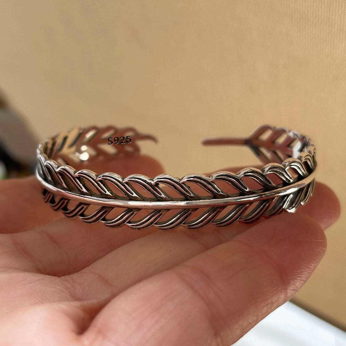 Chain and Link Bracelets Vintage Handmade Simple Retro Black Stone 925 Silver