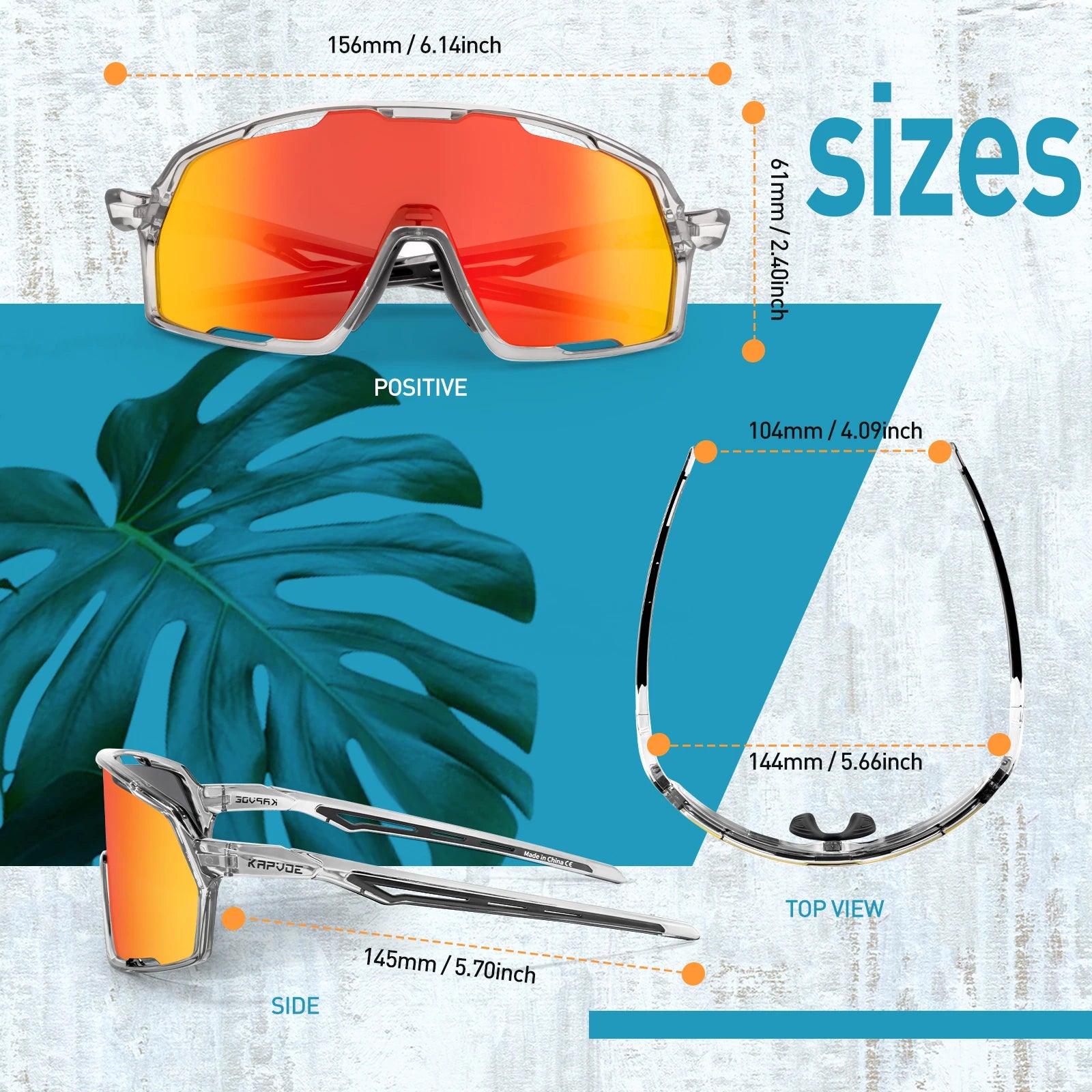 KAPVOE Cycling Sunglasses Sports Shades UV400 Protection Unisex Eyewear