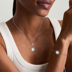 OXTAO White Opal Water Drop Necklace Bracelet Female Jewelry 925 Sterling Silver 7x10mm Pear Shape Cut Hollow Pendant Adjustable mbzr
