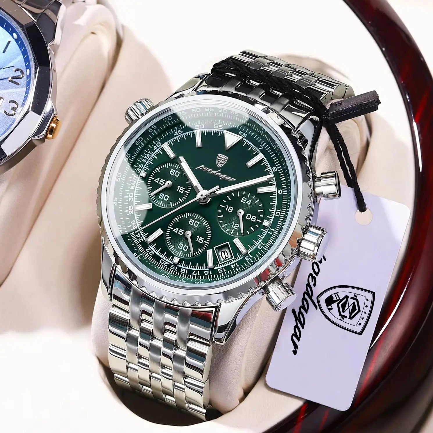 POEDAGAR Luxury Business Men's Watch Stainless Steel Chronograph Date Sport Quartz Man Clock Waterproof Luminous Military Watches For Men mbzr