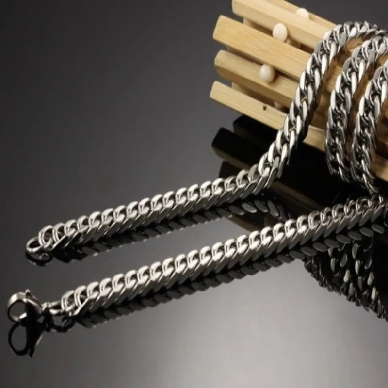 HNSP 316L Stainless Steel Cuban Chain Necklace For Men Neck Male Jewelry Accessories Gift 8mm-14mm Thick Heavy Chains