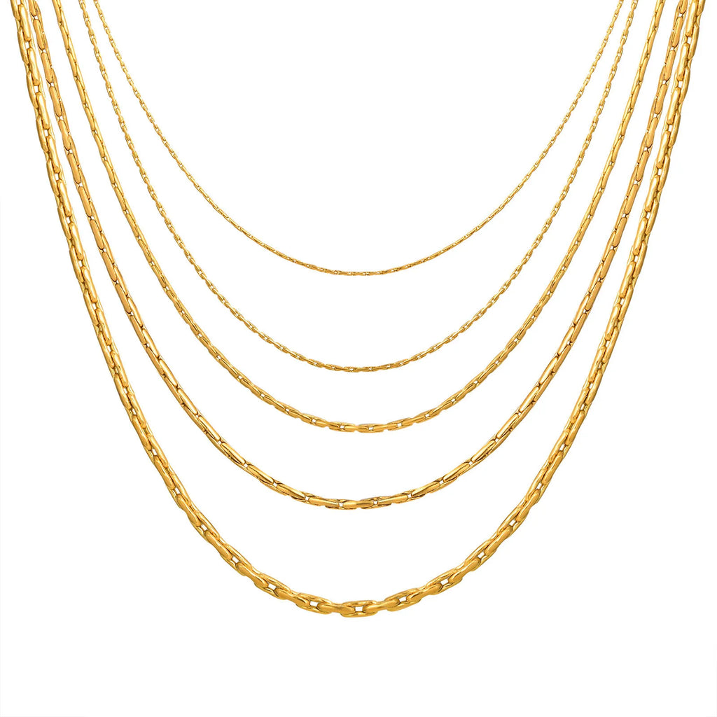 Vnox Simple Fashion Stainless Steel Chain Necklace For Women Girls Gold Plated Lightweight Choker Trendy Jewelry Party Gift
