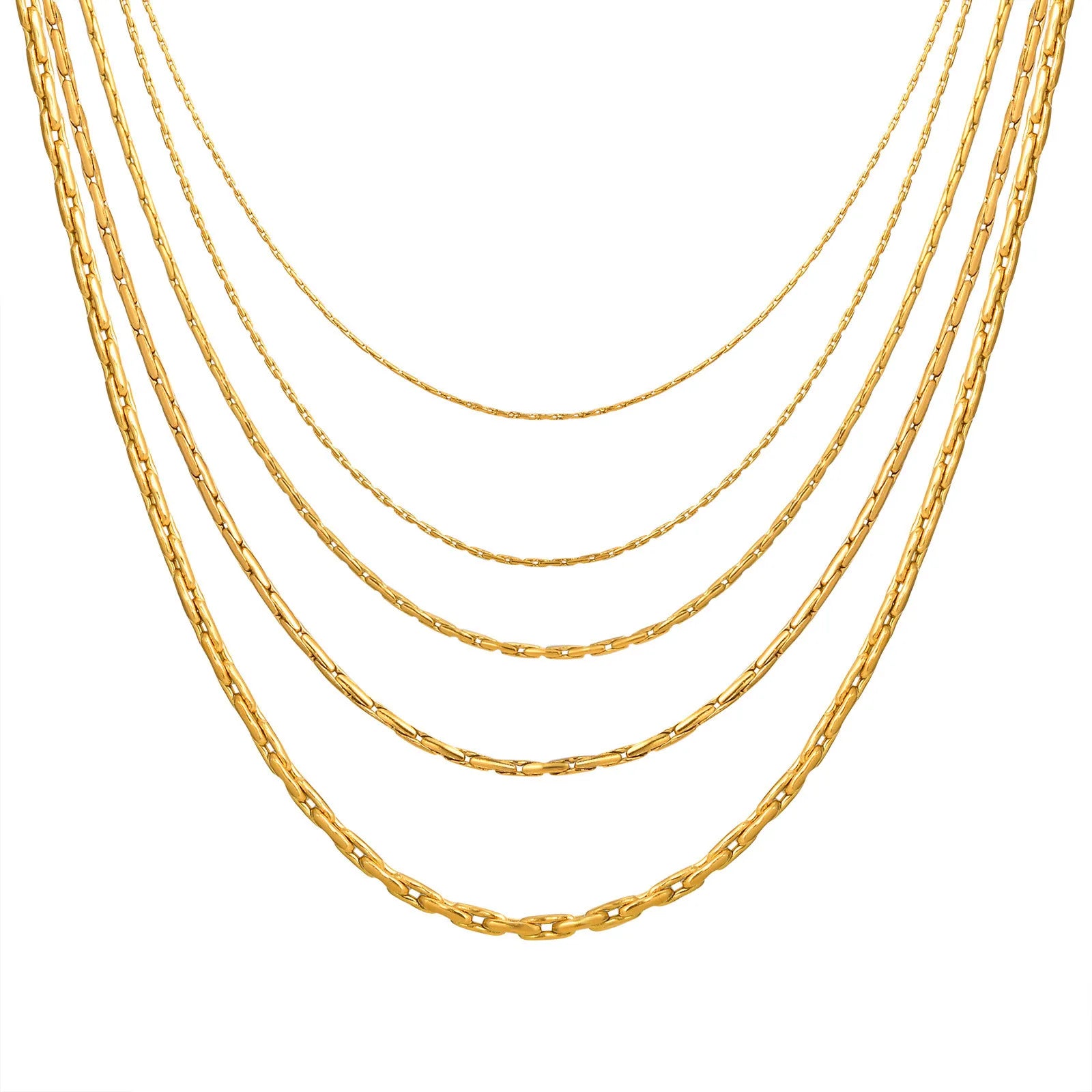 Vnox Simple Fashion Stainless Steel Chain Necklace For Women Girls Gold Plated Lightweight Choker Trendy Jewelry Party Gift