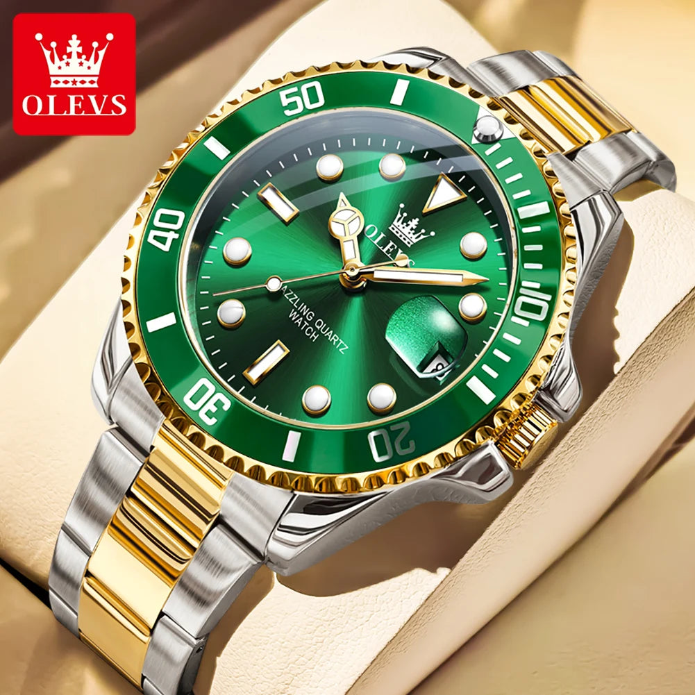 Men's Quartz Watch Luxury Stainless Steel Luminous Automatic Date OLEVS 5885 mbzr