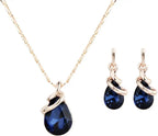 COLORFUL BLING Rose Gold Teardrop Infinity Pendant Necklace Dangle Earring Bridal Pearl Jewelry Sets