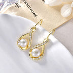 OXTAO 8-9mm Pearl Necklace& Earring Jewelry Set 14K Gold Filled Moissanite Infinity Charm Necklaces Wedding Promise Band Jewelry