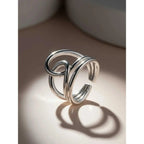 Vintage Asymmetric Cross Knot Stainless Steel Ring Waterproof Multi-Layer Minimalist Thumb Ring Elegant Simple Women Jewelry Gift