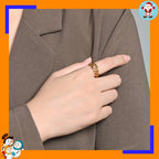 Trendy Cuban Chain Heart Ring Niche High-end Titanium Steel Gold-plated Fashion Commuter Ring