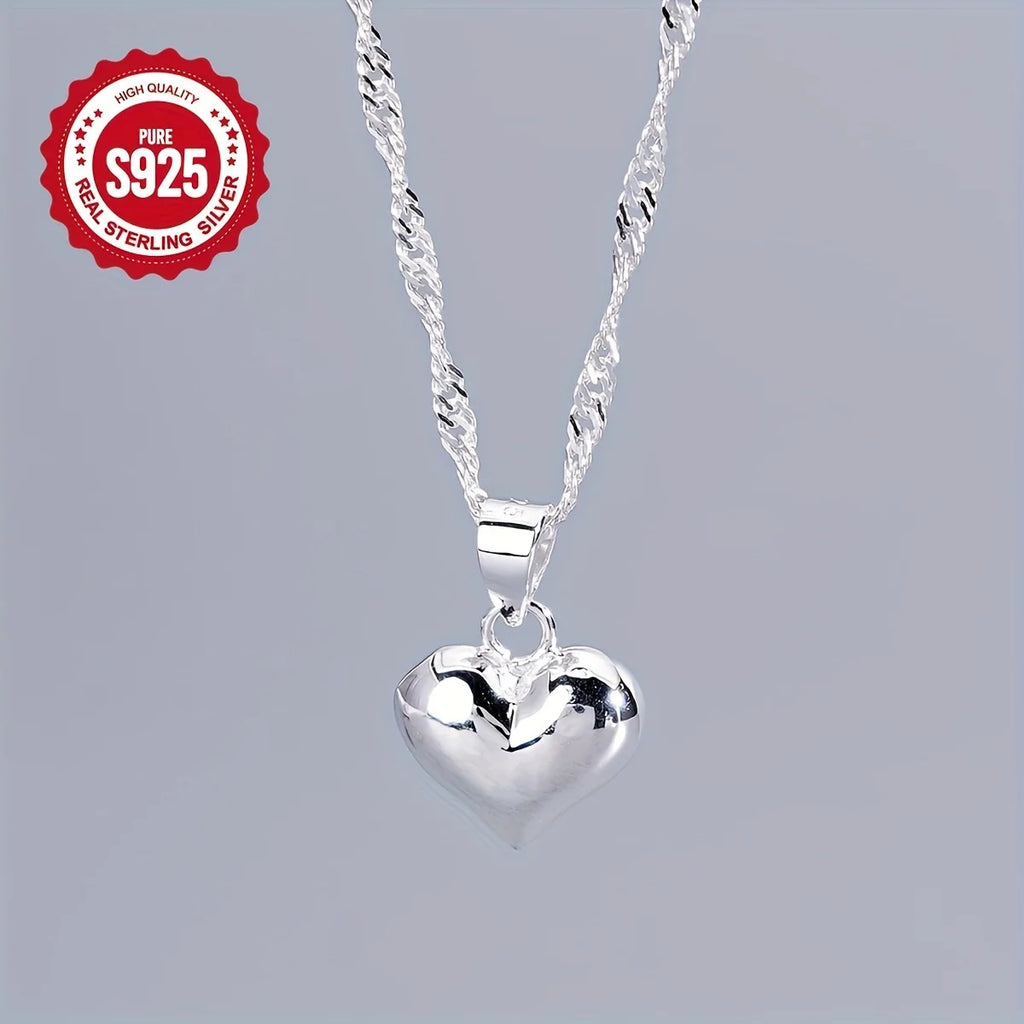 1 S925 sterling silver necklace with heart pendant - long lasting, safe for sensitive skin, nickel free, perfect for daily wear, a great gift for loved ones