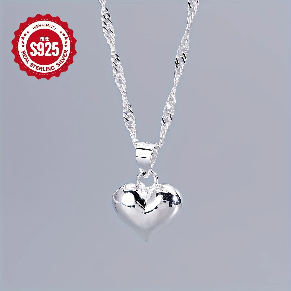 1 S925 sterling silver necklace with heart pendant - long lasting, safe for sensitive skin, nickel free, perfect for daily wear, a great gift for loved ones
