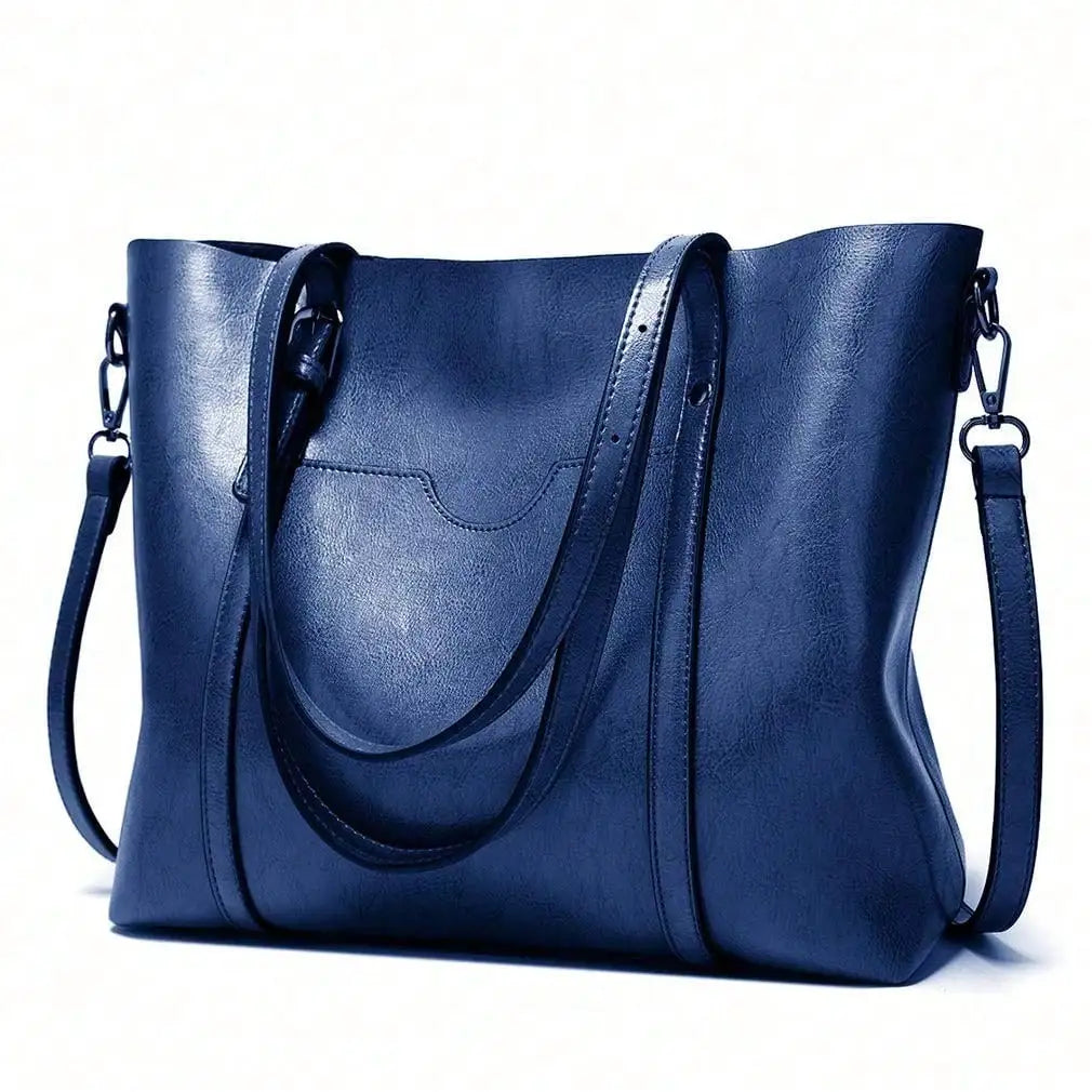 Women's Vintage Faux Leather Bucket Tote Bag & Satchel