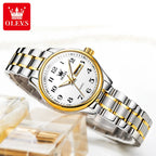 OLEVS 5567 Fashion Original Quartz Movement Women Watch Week Date Display Calendar Window 30m Waterproof Large Numeral Dial HD Luminous Watch