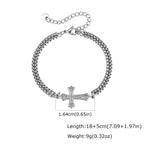 Cross Bracelets Stainless Steel Multi Layer Chain Wristband Casual Jewelry for Men
