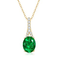 Elegant Artificial Emerald Pendant Necklace Round Oval Cut Women 925 Sterling Silver Chain GreenColor Waterdrop Necklace Jewelry mbzr