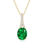 Elegant Artificial Emerald Pendant Necklace Round Oval Cut Women 925 Sterling Silver Chain GreenColor Waterdrop Necklace Jewelry mbzr