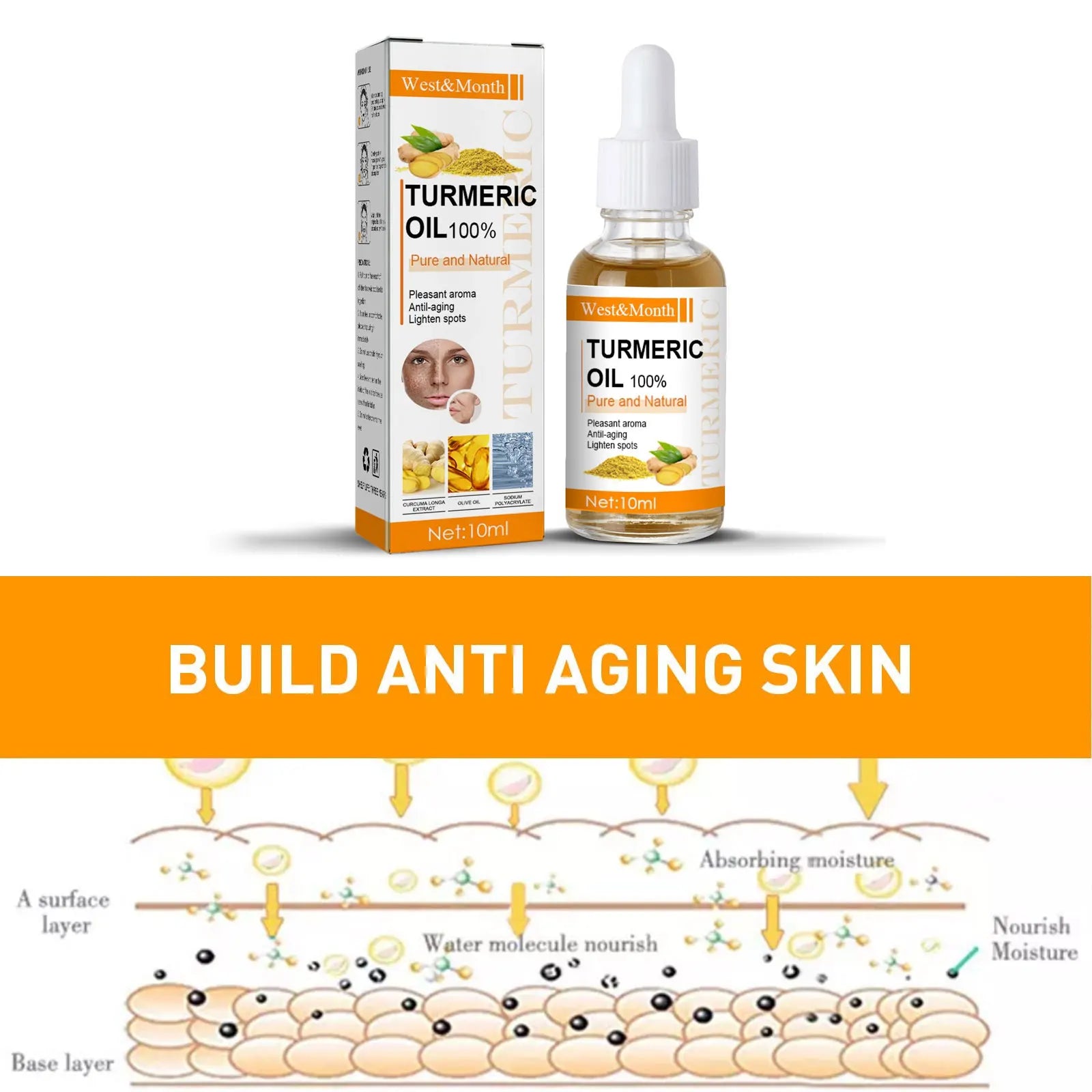 Turmeric Essence Oil Firming Tightening Fade Fine Lines Brighten Skin Tone Remove Melanin Deeply Moisturizing Facial Serum Oil mbzr