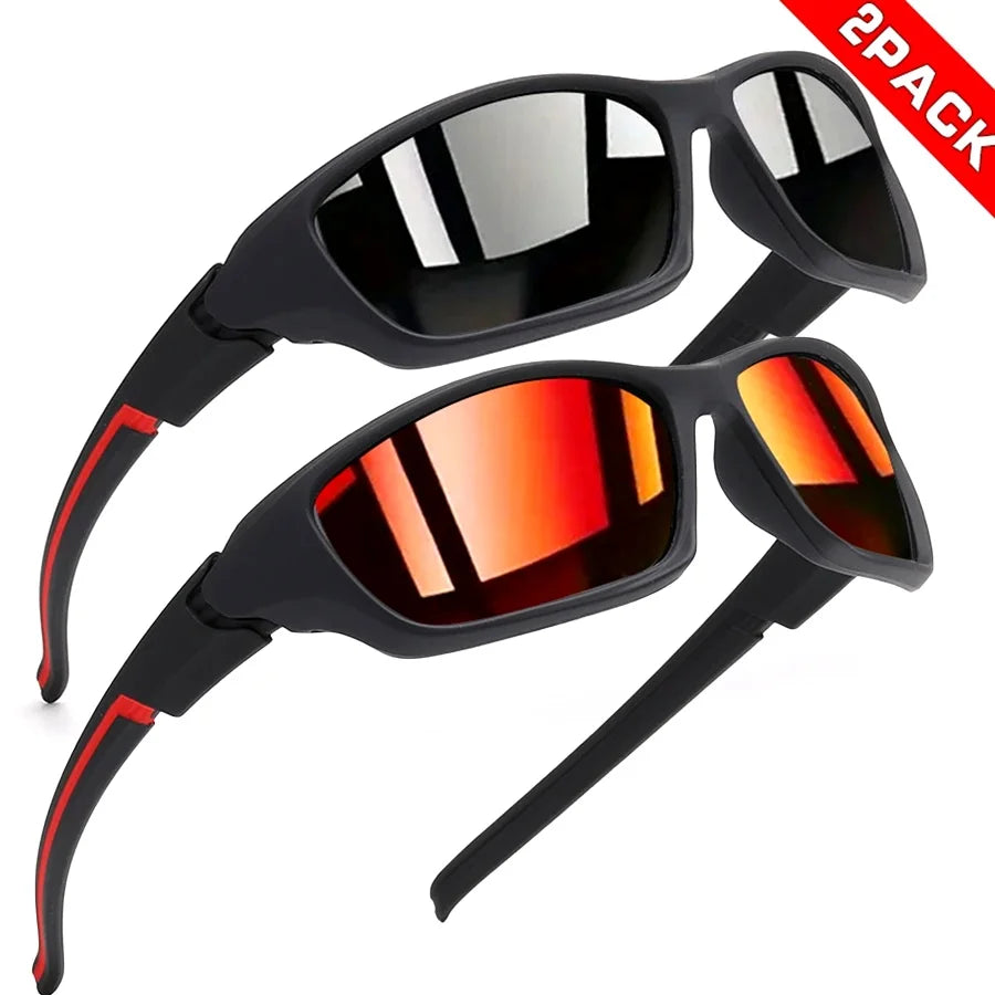 2PCS Colorful Sports Sunglasses - Wraparound Design, UV400 Unisex Comfort Fit for Cycling, Hiking & Outdoor