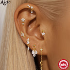 925 Sterling Silver Full Ear Dainty Piercing Ear Lobe Stud Earring for Women Helix Flat Earring Ear Bone Studs Fine Jewelry mbzr