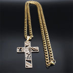 Crown of Thorns Jesus Cross Necklace Stainless Steel Gold Plated Crucifix Pendant Necklaces Jewelry