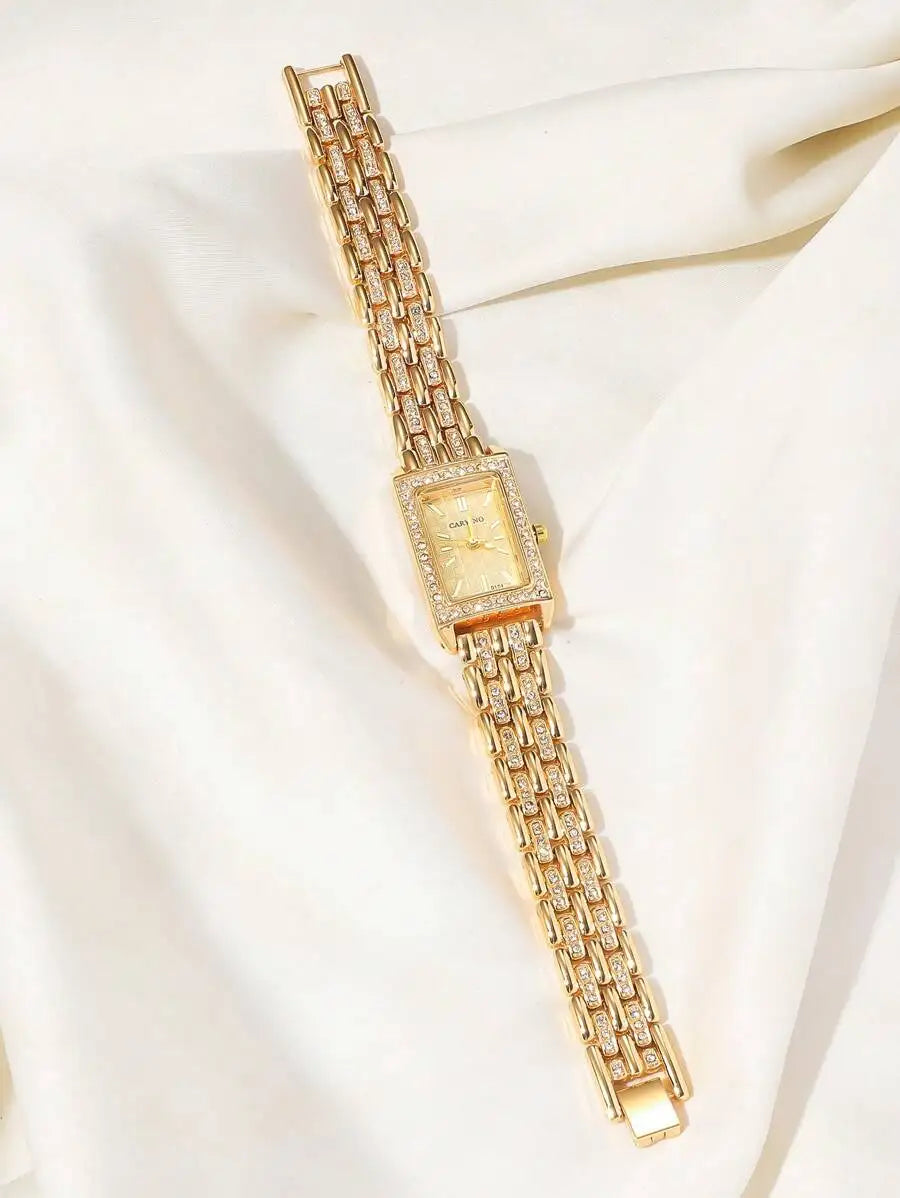 1pc Elegant Fashion Luxury Diamond-Decorated Bracelet Watch For Women, Gift For Birthday, Holiday