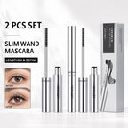 2 Pack Slim Brush Mascara, Lengthening & Defining Lash Mascara Set, Clump-Free Smudge-Resistant Eye Makeup for Daily Wear mbzr
