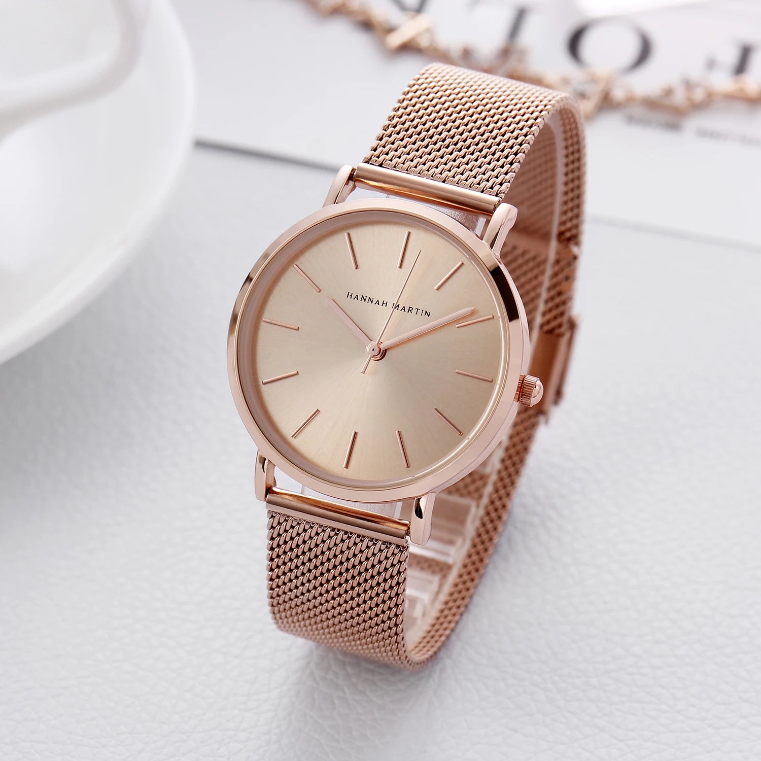 Hannah Martin Women's Quartz Watch Steel Mesh Band 36mm Slim