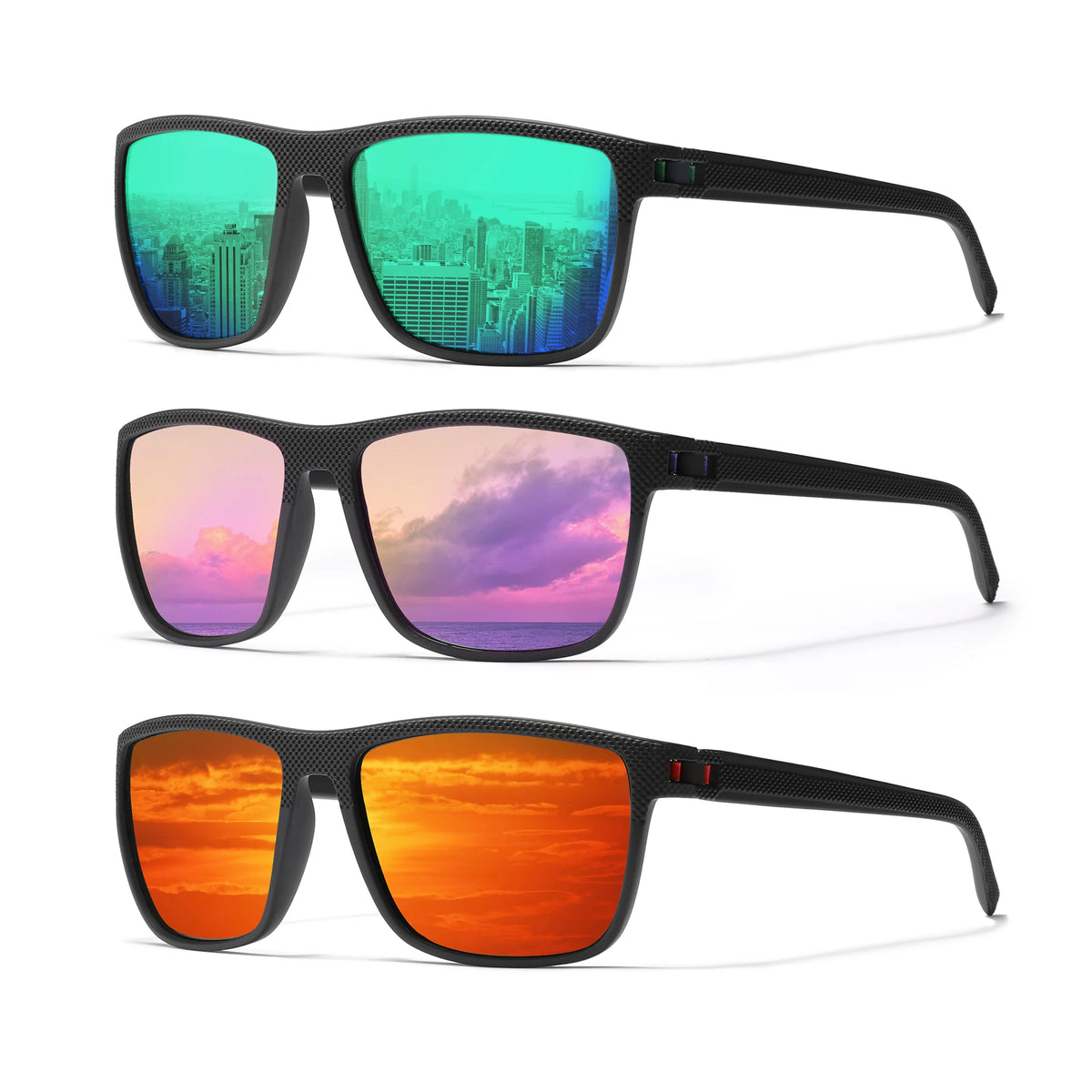 KINGSEVEN 3pcs Sunglasses For Men luxury Polarization High Quality TR90 UV400 Eyewear Eye Protection Glasses