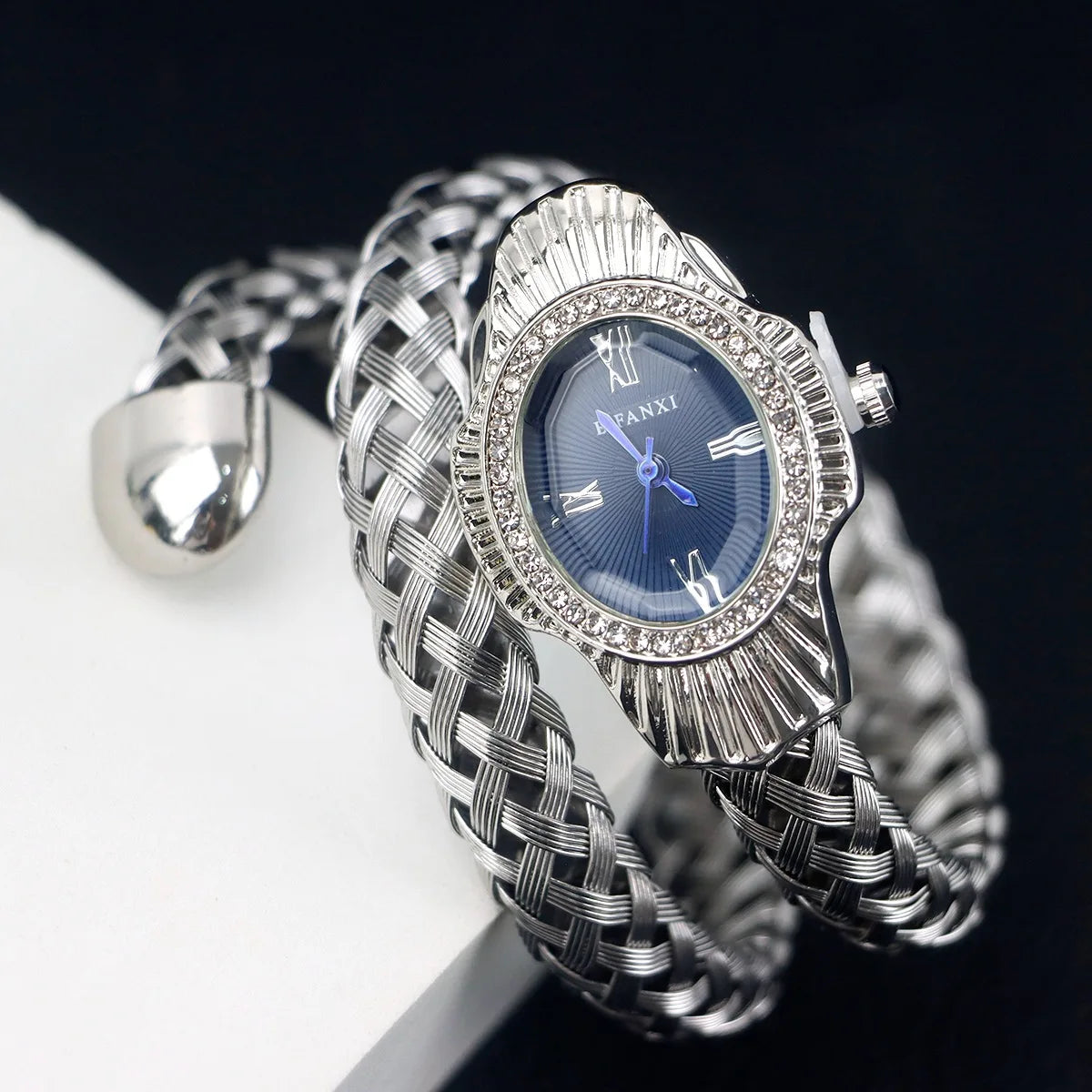 Fashion Diamond BIFANXI New Quartz Watch Women Unique Snake Shape European American Bracelet Watches Wire Braided Lady Wristatch