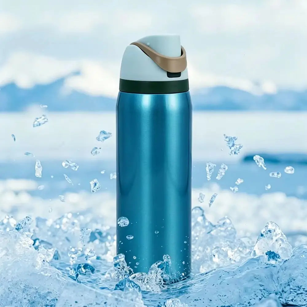 Owalaa frozen blue 32oz/945ml stainless steel insulated water bottle with straw,for daily sports outdoor,perfect gift mbzr