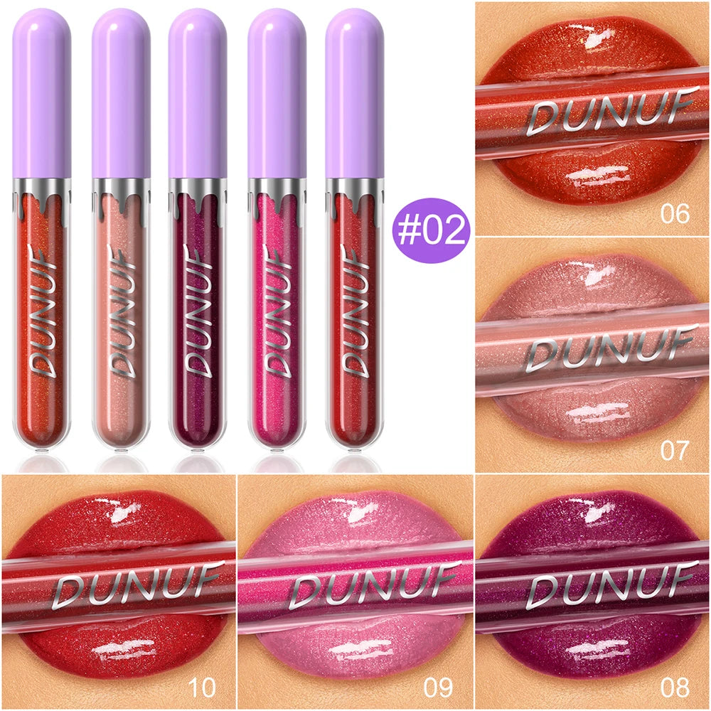 Lip Gloss Lip Oil Set, Glitter Lipstick Shimmer Moisturizing Hydrating Waterproof Non-sticky, Deep Red, Y2K Makeup Christmas mbzr