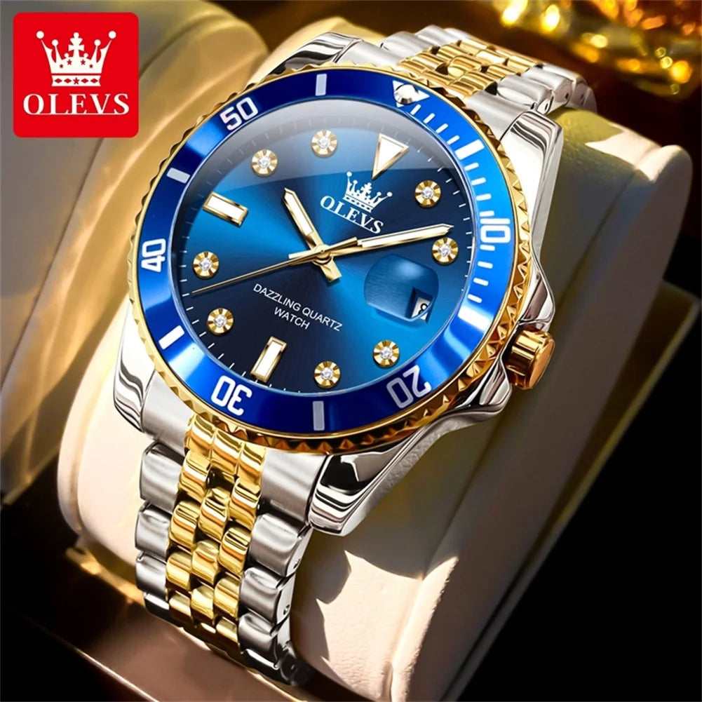 OLEVS 9809 Men's Watch Original Waterproof Automatic Date Rotation Ring Luxury Brand Diving Quartz Men's Watch Reloios Masculino mbzr