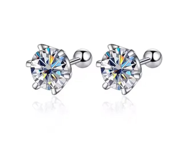 0.3-2CT Moissanite Earrings 925 Sterling Silver Round Cut Stud Earrings Piercing Earrings for Men and Women Fine Jewelry mbzr
