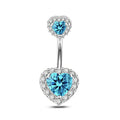 1PCS Blue Crystal Belly Button Rings Stainless Steel Heart Navel Piercing Barbell For Women Butterfly Belly Ring Beach Jewelry