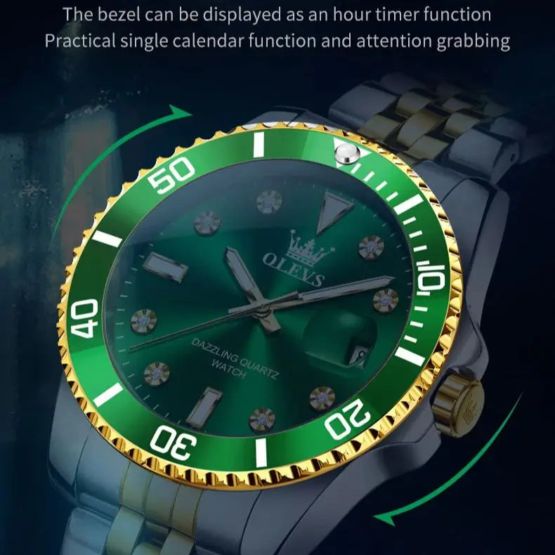 OLEVS 9809 Men's Watch Original Waterproof Automatic Date Rotation Ring Luxury Brand Diving Quartz Men's Watch Reloios Masculino mbzr
