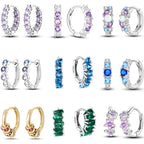 Women's 925 Sterling Silver Circle Style Simple Colorful And Shiny Zircon Earrings Fit For Attend A Wedding Exquisite Jewelry mbzr
