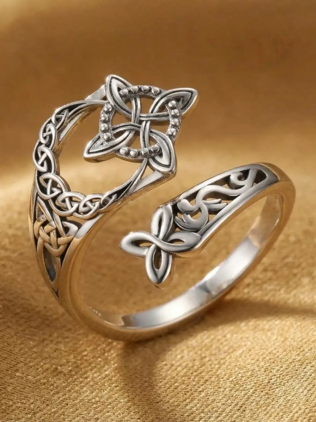 2026 New Witch Knot Ring Adjustable Open Ring Hecate Ring Pagan Witch Jewelry Witchy Jewelry for Ritual Protection Energy Conversion Spiritual Protection