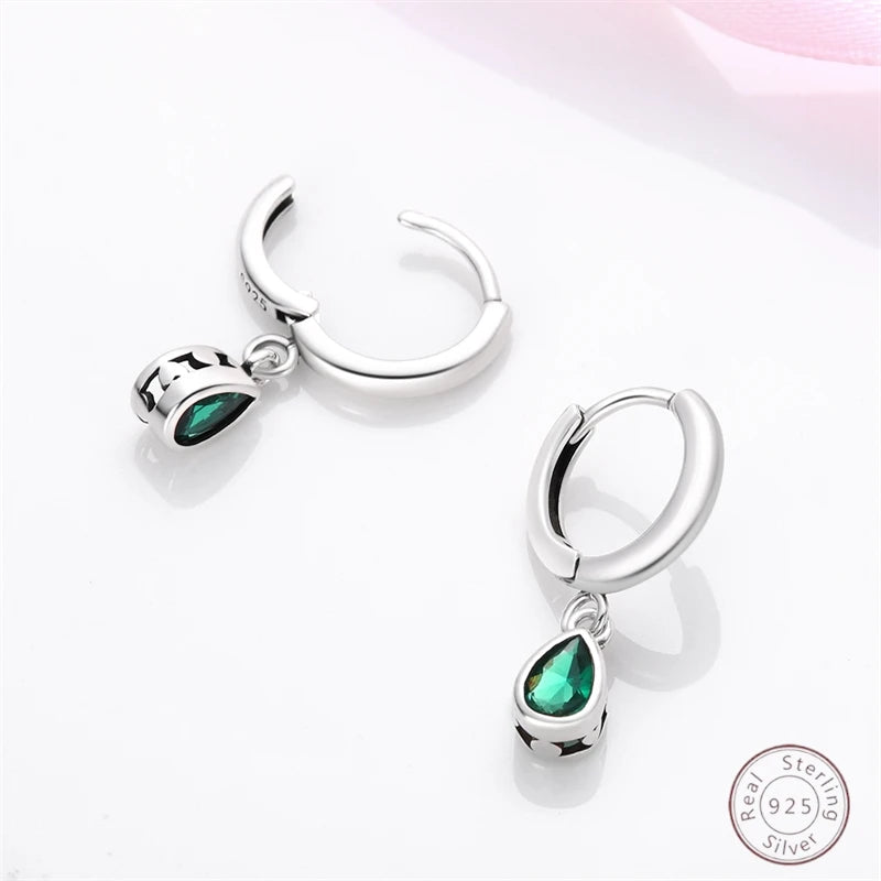 Hot 925 Sterling Silver Earrings Charm Simple Green Shiny Zircon Wedding Women Jewelry Gift mbzr