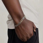 Silvery Plated High Quality Fashion Miami Cuban Chain Bracelet Men's Trend Charm Bracelet Casual Business Party Jewelry Gift