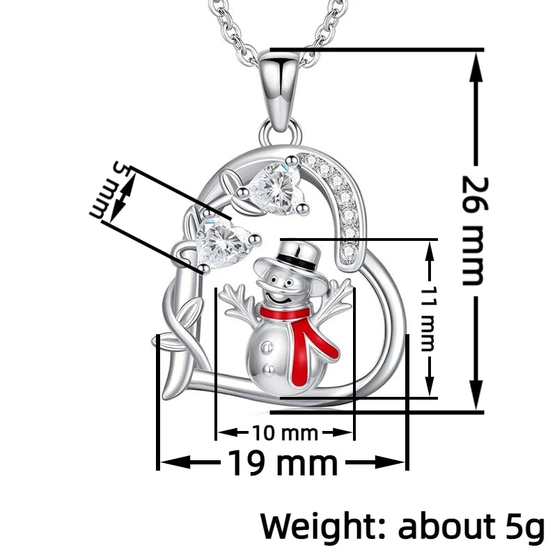 Huitan Designed Snowman Heart Pendant Necklace Red Enamel Winter Jewelry