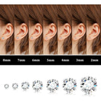 20G Hypoallergenic Flat Back Earrings for Women Men Silver Plated14K Gold-plated Stainless Steel Stud Earrings Brithstone Cubic Zirconia Studs Surgical Steel Cartilage Earrings for Sensitive Ears