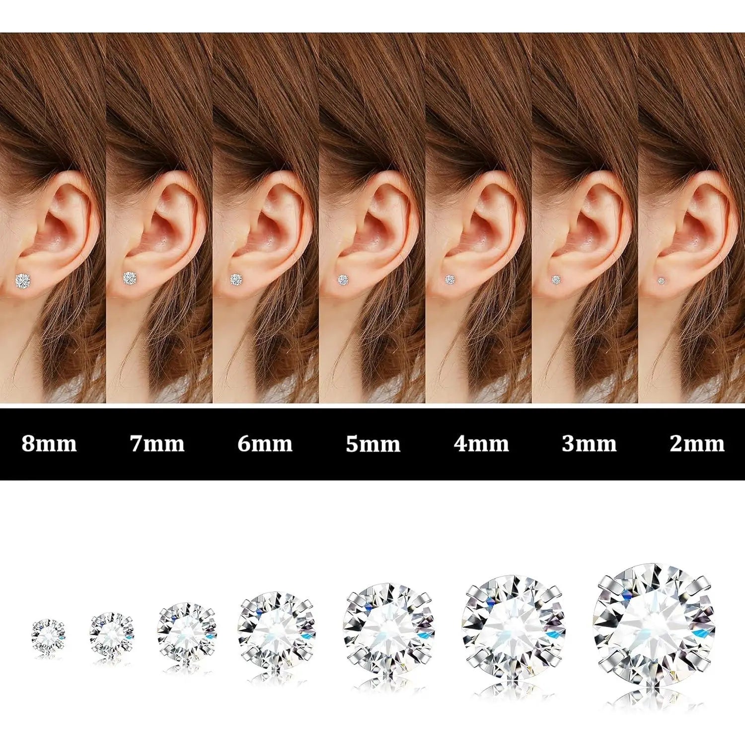 20G Hypoallergenic Flat Back Earrings for Women Men Silver Plated14K Gold-plated Stainless Steel Stud Earrings Brithstone Cubic Zirconia Studs Surgical Steel Cartilage Earrings for Sensitive Ears