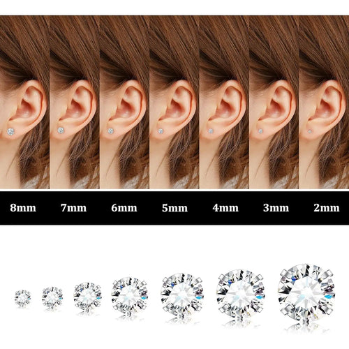 20G Hypoallergenic Flat Back Earrings for Women Men Silver Plated14K Gold-plated Stainless Steel Stud Earrings Brithstone Cubic Zirconia Studs Surgical Steel Cartilage Earrings for Sensitive Ears